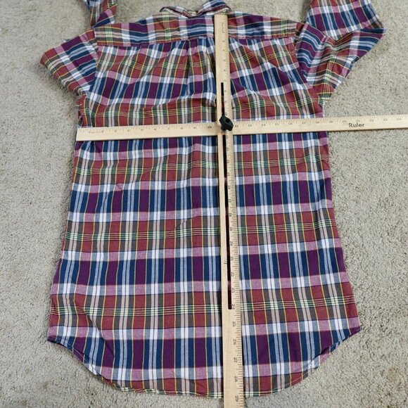 Rugby Ralph Lauren Shirt Small Blue Plaid India Madras 100% Cotton - Picture 4 of 8